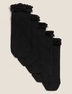 M&S Collection Socks & Tights 5pk Of Frill Trainer Liners