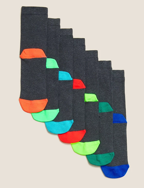 M&S Collection 7pk Cotton Rich School Socks 4 M&S Collection 7pk Cotton Rich School Socks - Image 2