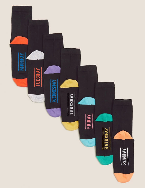 M&S Collection 7pk School Days Of The Week Socks 3 M&S Collection 7pk School Days Of The Week Socks