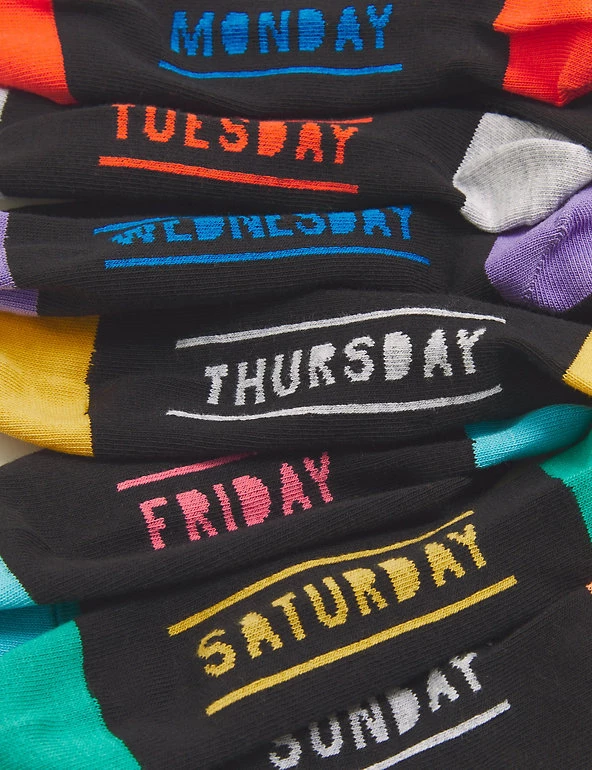 M&S Collection 7pk School Days Of The Week Socks 4 M&S Collection 7pk School Days Of The Week Socks - Image 2