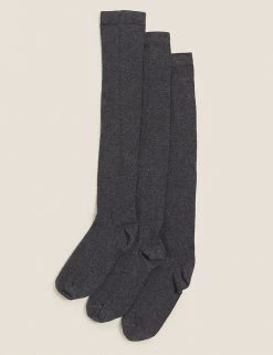 M&S Collection Socks & Tights 3pk Cotton Rich Over The Knee Socks