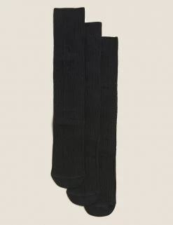M&S Collection 3pk Of Cable Knee High Socks