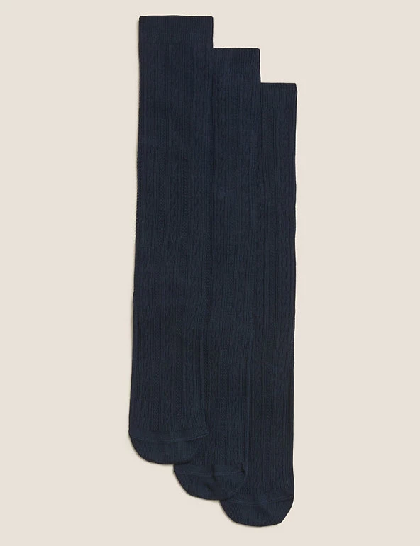 M&S Collection Socks & Tights 3pk Of Cable Knee High Socks 3 M&S Collection Socks & Tights 3pk Of Cable Knee High Socks
