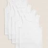 M&S Collection Underwear 5pk Pure Cotton Vests (2-16 Yrs) -School Uniform Sales Store SD 04 T71 1208V Z0 X EC 0