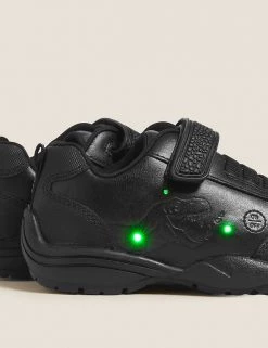 M&S Collection Kids' Leather Light Up Dino School Shoes (8 Small - 1 Large) -School Uniform Sales Store SD 04 T72 8548B Y0 X EC 2