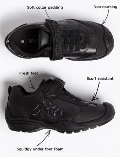 M&S Collection Kids' Leather Light Up Dino School Shoes (8 Small - 1 Large) -School Uniform Sales Store SD 04 T72 8548B Y0 X EC 90