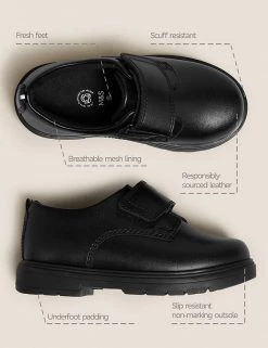 M&S Collection Kids' Leather Riptape School Shoes (8 Small - 1 Large) -School Uniform Sales Store SD 04 T72 8558B Y0 X EC 90