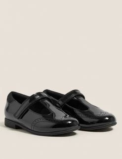 M&S Collection Kids' Leather Freshfeet™ T Bar School Shoes (8 Small - 1 Large)