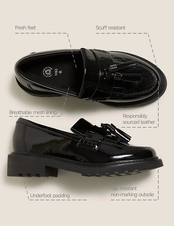 M&S Collection Kids' Leather Slip-on School Shoes (13 Small - 7 Large) 4 M&S Collection Kids' Leather Slip-on School Shoes (13 Small - 7 Large) - Image 2