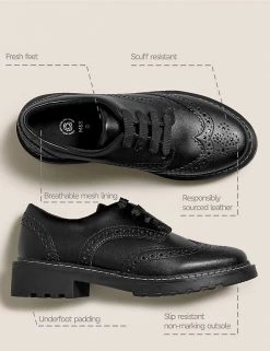 M&S Collection Kids' Leather Freshfeet™ School Shoes (13 Small -7 Large) -School Uniform Sales Store SD 04 T72 8787B Y0 X EC 90