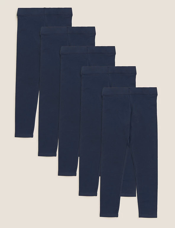 M&S Collection 5pk Cotton Rich Leggings (6-16 Yrs) 3 M&S Collection 5pk Cotton Rich Leggings (6-16 Yrs)