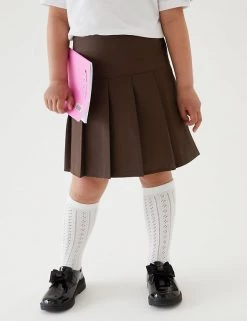M&S Collection 2pk Girls' Crease Resistant School Skirts (2-16 Yrs) -School Uniform Sales Store SD 04 T76 0197 N0 X EC 1