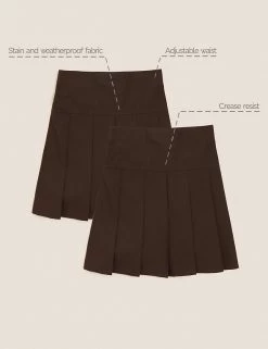 M&S Collection 2pk Girls' Crease Resistant School Skirts (2-16 Yrs) -School Uniform Sales Store SD 04 T76 0197 N0 X EC 90