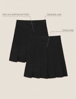 M&S Collection 2pk Girls' Crease Resistant School Skirts (2-16 Yrs) -School Uniform Sales Store SD 04 T76 0197 Y0 X EC 90