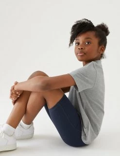M&S Collection PE Kit 2pk Girls' Cotton With Stretch School Shorts (2-16 Yrs) -School Uniform Sales Store SD 04 T76 1033 F4 X EC 0