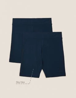 M&S Collection PE Kit 2pk Girls' Cotton With Stretch School Shorts (2-16 Yrs) -School Uniform Sales Store SD 04 T76 1033 F4 X EC 90