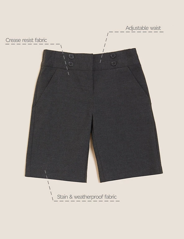 M&S Collection Girls' Regular Fit School Shorts (2-16 Yrs) 4 M&S Collection Girls' Regular Fit School Shorts (2-16 Yrs) - Image 2