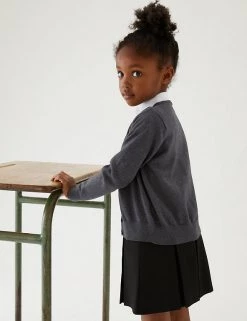 M&S Collection Cardigans 2pk Girls' Pure Cotton School Cardigan (3-18 Yrs) -School Uniform Sales Store SD 04 T76 1371 T0 X EC 2