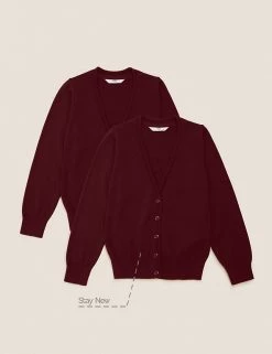 M&S Collection Cardigans 2pk Girls' Pure Cotton School Cardigan (3-18 Yrs) -School Uniform Sales Store SD 04 T76 1371 XM X EC 90