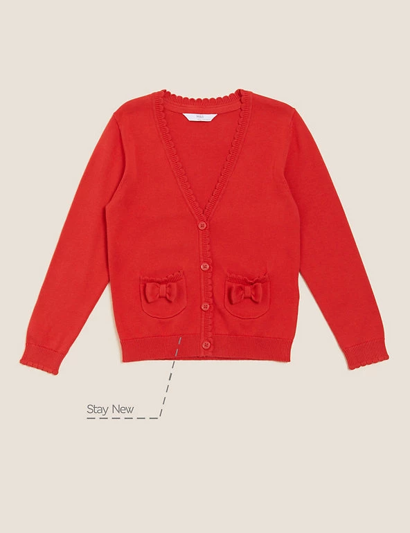 M&S Collection Cardigans Girls’ Pure Cotton Bow Pocket School Cardigan (3-18 Yrs) 4 M&S Collection Cardigans Girls’ Pure Cotton Bow Pocket School Cardigan (3-18 Yrs) - Image 2