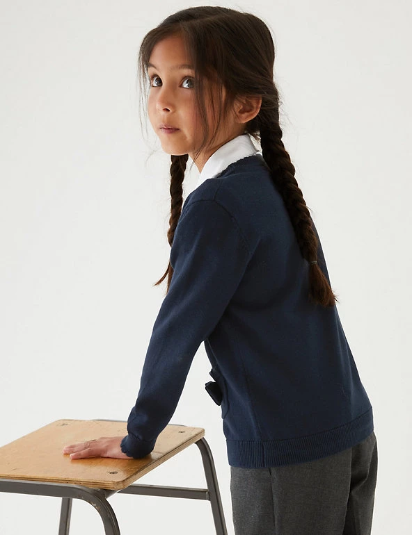 M&S Collection Cardigans Girls’ Pure Cotton Bow Pocket School Cardigan (3-18 Yrs) 18 M&S Collection Cardigans Girls’ Pure Cotton Bow Pocket School Cardigan (3-18 Yrs) - Image 16