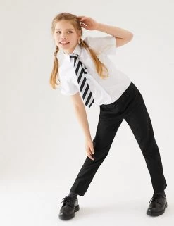 M&S Collection 2pk Girls' Easy Dressing Slim Leg School Trousers (3-18 Yrs)