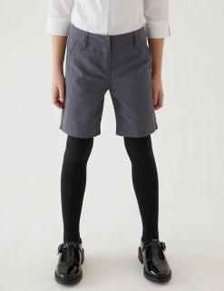 M&S Collection School 2pk Girls' Slim Leg Shorts (2-16 Yrs) -School Uniform Sales Store SD 04 T76 1435 T0 X EC 1