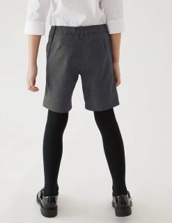 M&S Collection School 2pk Girls' Slim Leg Shorts (2-16 Yrs) -School Uniform Sales Store SD 04 T76 1435 T0 X EC 2