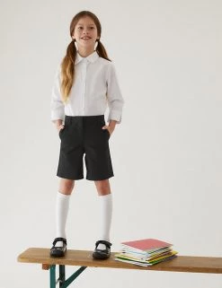M&S Collection School 2pk Girls' Slim Leg Shorts (2-16 Yrs) -School Uniform Sales Store SD 04 T76 1435 Y0 X EC 0