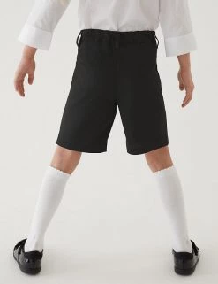 M&S Collection School 2pk Girls' Slim Leg Shorts (2-16 Yrs) -School Uniform Sales Store SD 04 T76 1435 Y0 X EC 2