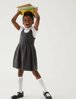 M&S Collection Dresses Girls' Cotton Knitted School Pinafore (2-12 Yrs)