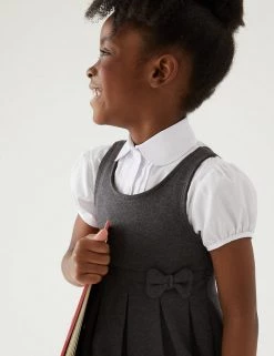 M&S Collection Dresses Girls' Cotton Knitted School Pinafore (2-12 Yrs) -School Uniform Sales Store SD 04 T76 1729 T0 X EC 1