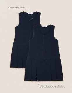 M&S Collection Dresses 2pk Girls’ Crease Resistant School Pinafores (2-12 Yrs) -School Uniform Sales Store SD 04 T76 1750 F0 X EC 90