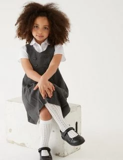 M&S Collection Dresses Girls' Permanent Pleats School Pinafore (2-12 Yrs)