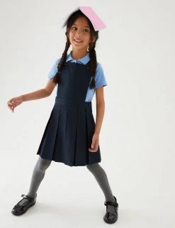 M&S Collection Dresses Girls' Permanent Pleats School Pinafore (2-12 Yrs) -School Uniform Sales Store SD 04 T76 1756 F0 X EC 0