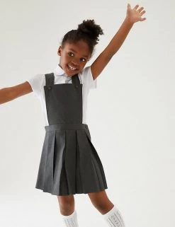 M&S Collection Dresses Girls' Permanent Pleats School Pinafore (2-12 Yrs)