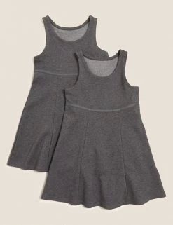 M&S Collection Dresses 2pk Girls' Cotton School Pinafores (2-12 Yrs) -School Uniform Sales Store SD 04 T76 1778 T0 X EC 90 1