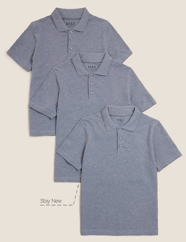M&S Collection Polo-shirts 3pk Unisex Pure Cotton School Polo Shirts (2-16 Yrs) 10 M&S Collection Polo-shirts 3pk Unisex Pure Cotton School Polo Shirts (2-16 Yrs) - Image 8