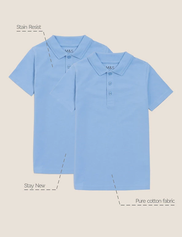 M&S Collection Polo-shirts 2pk Boys' Slim Fit School Polo Shirts (2-16 Yrs) 8 M&S Collection Polo-shirts 2pk Boys' Slim Fit School Polo Shirts (2-16 Yrs) - Image 6