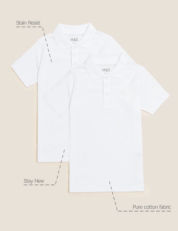 M&S Collection Polo-shirts 2pk Boys' Slim Fit School Polo Shirts (2-16 Yrs) 4 M&S Collection Polo-shirts 2pk Boys' Slim Fit School Polo Shirts (2-16 Yrs) - Image 2