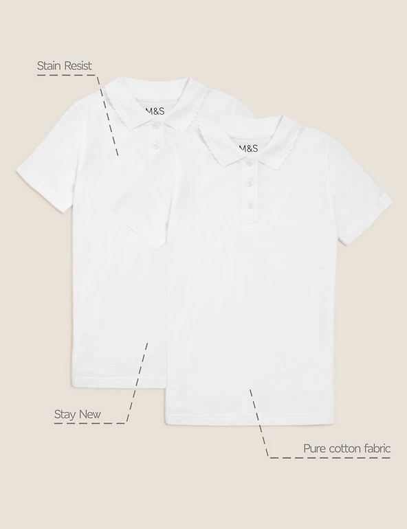 M&S Collection Polo-shirts 2pk Girls' Slim Fit School Polo Shirts (2-16 Yrs) 4 M&S Collection Polo-shirts 2pk Girls' Slim Fit School Polo Shirts (2-16 Yrs) - Image 2