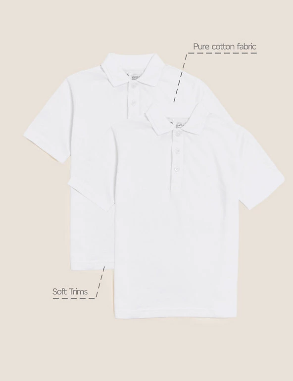 M&S Collection Polo-shirts 2 Pack Unisex Skin Kind™ School Polo Shirts (2-16 Yrs) 4 M&S Collection Polo-shirts 2 Pack Unisex Skin Kind™ School Polo Shirts (2-16 Yrs) - Image 2