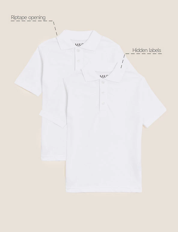 M&S Collection Polo-shirts 2pk Unisex Easy Dressing School Polo Shirts (3-18 Yrs) 4 M&S Collection Polo-shirts 2pk Unisex Easy Dressing School Polo Shirts (3-18 Yrs) - Image 2