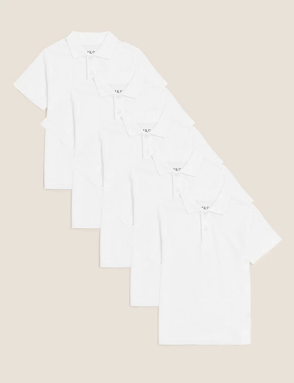 M&S Collection Polo-shirts 5pk Unisex Pure Cotton School Polo Shirts (2-18 Yrs) 4 M&S Collection Polo-shirts 5pk Unisex Pure Cotton School Polo Shirts (2-18 Yrs) - Image 2