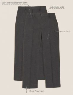 M&S Collection 2pk Boys' Regular Leg School Trousers (2-18 Yrs) -School Uniform Sales Store SD 04 T76 3632 T0 X EC 90
