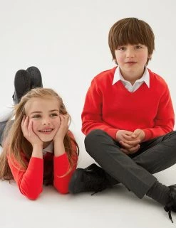 M&S Collection Jumpers 2pk Unisex Pure Cotton School Jumper (3-18 Yrs) -School Uniform Sales Store SD 04 T76 3919 B0 X EC 0
