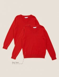 M&S Collection Jumpers 2pk Unisex Pure Cotton School Jumper (3-18 Yrs) -School Uniform Sales Store SD 04 T76 3919 B0 X EC 90