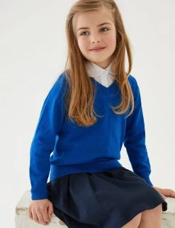M&S Collection Jumpers 2pk Unisex Pure Cotton School Jumper (3-18 Yrs) -School Uniform Sales Store SD 04 T76 3919 E0 X EC 1