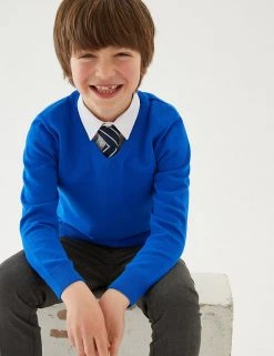 M&S Collection Jumpers 2pk Unisex Pure Cotton School Jumper (3-18 Yrs) -School Uniform Sales Store SD 04 T76 3919 E0 X EC 2