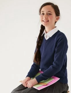 M&S Collection Jumpers 2pk Unisex Pure Cotton School Jumper (3-18 Yrs) -School Uniform Sales Store SD 04 T76 3919 F0 X EC 1